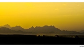 Beautiful sunset over the egyptian mountain in the desert along the red sea